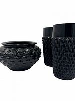 Hobnail bowl and two diamond-point cylinders group