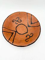 Top view of terracotta bowl showing interior designs