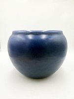 front view of blue Ruskin Pottery bowl