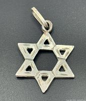 Front view of sterling silver star pendant showing cutout design