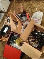 Assorted bags and box with TDV Audio unit, microphones, cables
