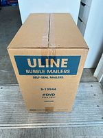 Sealed Uline box labelled "Bubble Mailers #DVD 7¼ x 10¼"