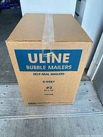 Sealed Uline carton labeled Bubble Mailers S-9987 #2 8.5" x 12" 100/case