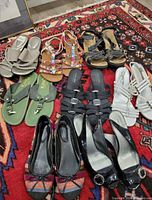 All eight pairs grouped on rug