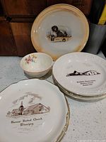 Group shot showing all seven porcelain pieces