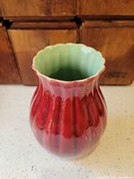 overhead view showing green interior and scalloped rim