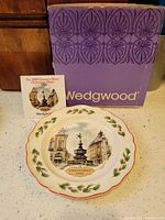 Front of 1982 Wedgwood plate with box and certificate