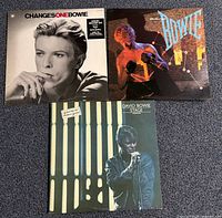 All three David Bowie album jackets laid out together