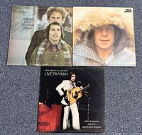 Front covers of all three LPs displayed on carpet