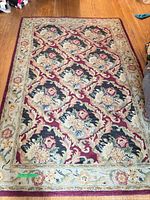 Full view of entire rug showing design and colors