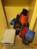 Group view of all camping items in alcove