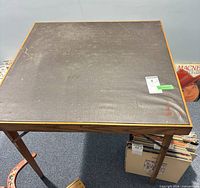 Overall view of folding wooden card table