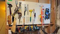 Pegboard with full assortment of hand tools