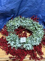 Mixed eucalyptus and berry wreath front view