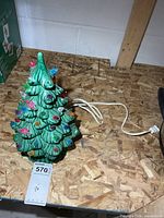 Full view of ceramic Christmas tree with cord