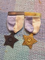 Both medals side by side showing star shapes, ribbons, and metal tones