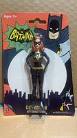 Front of sealed Catwoman bendable figurine on card