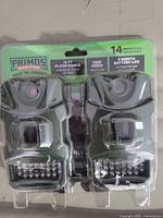 Front of blister package showing both Primos trail cameras and key specs