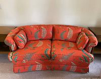 Front view of F. Schumacher fern upholstered loveseat