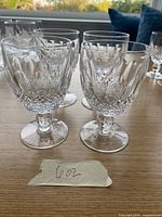Four Waterford Colleen wine glasses front view