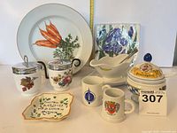 All items grouped showing designs and sizes