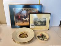 Full lot showing placemats, plates and small mat