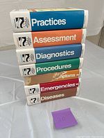 Stacked view of seven Nurse's Reference Library hardcovers showing coloured spines