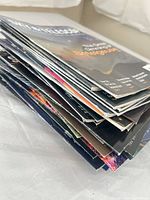 Stack of Sky & Telescope magazines, side view