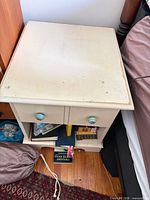 Top view showing square surface and paint wear