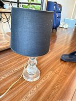 Full lamp showing acrylic base, shade, cord