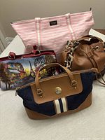 Group shot of all four handbags in lot