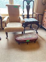 Group shot showing armchair, side chair and footstool