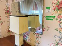 Lamp and mirror together showing scale and condition