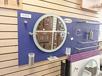 Full display board with mirror, towel bars, towel ring, tumbler, soap dish