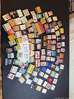 Overall view of full assortment spread on black surface