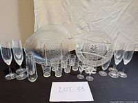 Overall lot showing all glassware and both platters