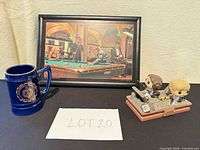 Group shot showing framed print, mug, and Star Wars diorama