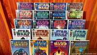 Twenty Star Wars Dark Horse comics arranged in four complete mini-series