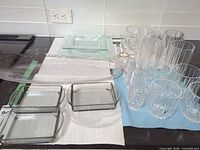 All serveware and drinkware arranged on counter