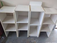 overview of all four white shelves