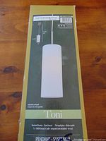 Box front showing image and branding of Harmonized Home Toni pendant light