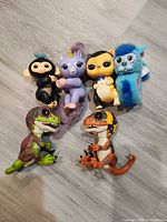 Group shot of all six visible interactive toys