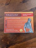 Front view of BodyComfort reusable therapeutic heat pack box