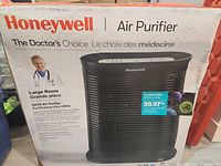Front of retail box showing Honeywell HPA300C air purifier image and specs