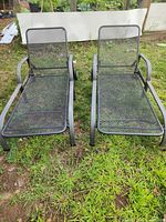 front view of both metal chaise lounges