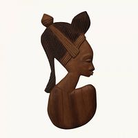 Full view of carved wood female bust wall sculpture