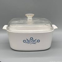Front view showing Cornflower motif and lid
