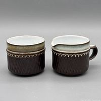 Top view of creamer and sugar bowl showing forms and glazing