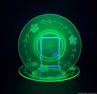 Both plates under UV light showing green fluorescence