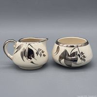 Front view of both creamer and sugar bowl showing pattern and shape